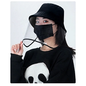 Anti-fog Transparent Head Fisherman's hat Full FaceShield And Eye Protection Shield With Black Bucket Hat Washable Mask
