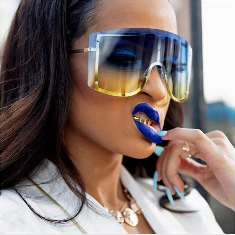 2021 fashion newest square big frame rimless trendy sunglasses women men eyewear shade sun glasses wholesale custom goggles