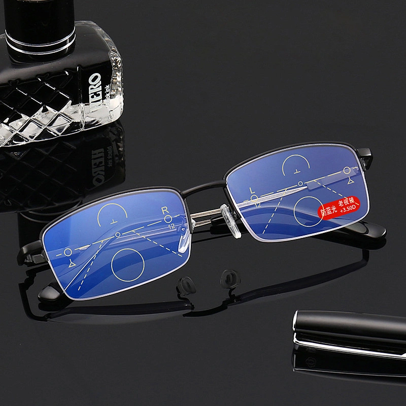 Anti blue light square metal multifocal trendy retro designer optics reading glasses men women wholesale reader glasses frame