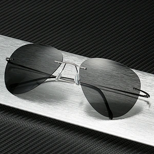 2021 newest fashion rimless oval titanium sunglasses polarized women men eyewear shade sun glasses wholesale custom goggles