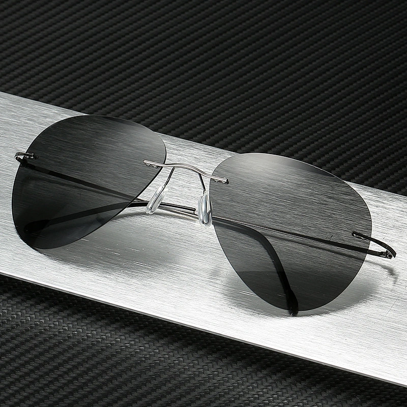 2021 newest fashion rimless oval titanium sunglasses polarized women men eyewear shade sun glasses wholesale custom goggles