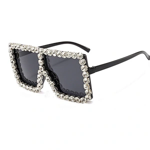 2021 newest fashion rhinestone square big frame cool sunglasses women men eyewear shade sun glasses wholesale custom goggles