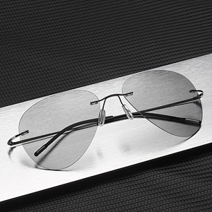 2021 newest fashion titanium rimless oval sunglasses polarized women men eyewear shade sun glasses wholesale custom goggles