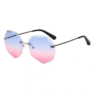 Anti-UV 2021 newest fashion colorful rimless metal sunglasses women men eyewear shade sun glasses wholesale custom goggles
