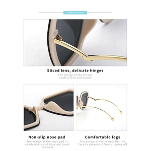 2021 newest fashion big frame trimming celebrity sunglasses women men eyewear shade vintage sun glasses wholesale custom goggles