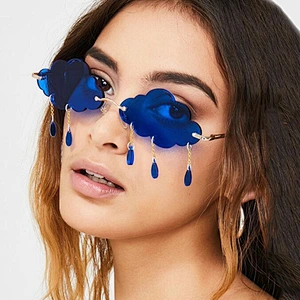 2021 newest fashion cloud shape tears pendant sunglasses women men eyewear shade vintage sun glasses wholesale custom goggles