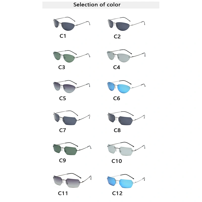 2021 newest fashion rimless oval titanium sunglasses polarized women men eyewear shade sun glasses wholesale custom goggles