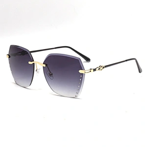 2021 newest fashion rimless chamfering trendy sunglasses women men eyewear shade vintage sun glasses wholesale custom goggles