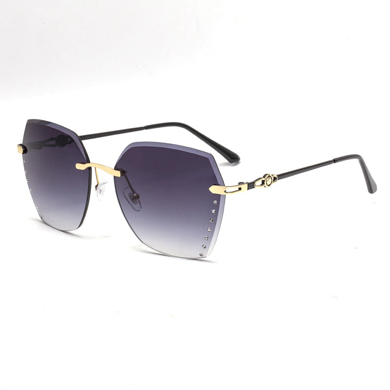 2021 newest fashion rimless chamfering trendy sunglasses women men eyewear shade vintage sun glasses wholesale custom goggles