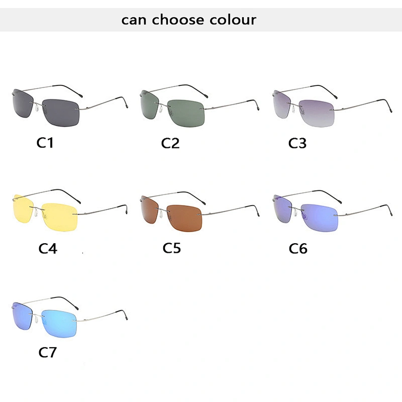 2021 newest foldable titanium rimless square sunglasses polarized women men eyewear shade sun glasses wholesale custom goggles