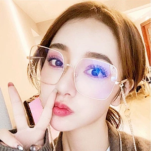 Square metal chain retro celebrity glasses optical frame river wholesale women eyewear men eyeglasses design eye glasses