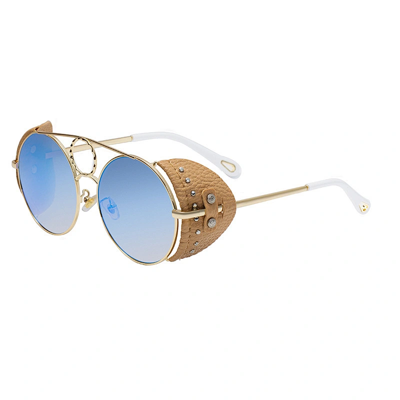 2021 newest fashion steam punk leather trendy sunglasses women men eyewear shade vintage sun glasses wholesale custom goggles