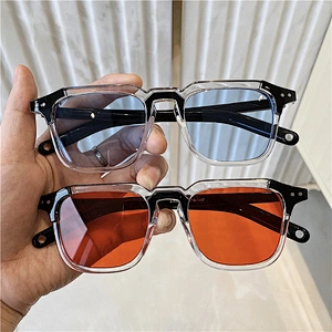 2021 newest fashion square transparent polygon sunglasses women men eyewear shade vintage sun glasses wholesale custom goggles
