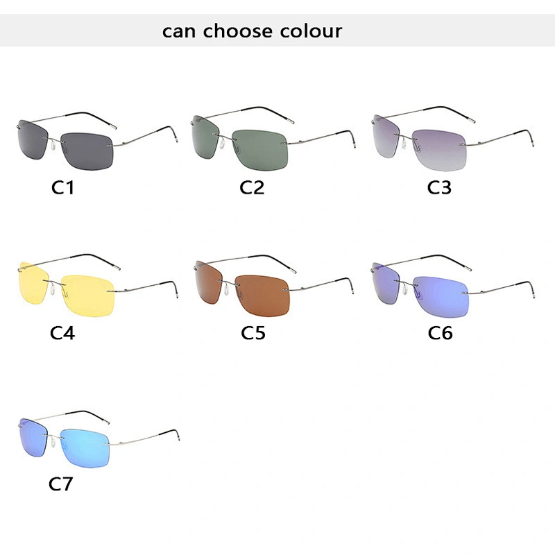 2021 newest fashion titanium rimless foldable sunglasses polarized women men eyewear shade sun glasses wholesale custom goggles