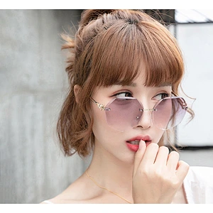 2021 newest fashion fox decoration metal rimless sunglasses women men eyewear shade vintage sun glasses wholesale custom goggles
