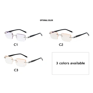 Anti blue light metal rimless trendy rhinestone retro designer optics reading glasses men women wholesale reader glasses frame