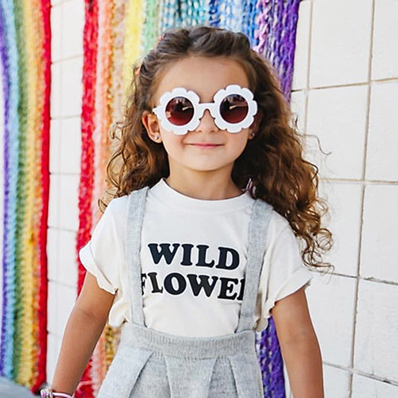 Anti UV newest cute sunflower trendy personality kids boy sunglasses girls 2021 manufacture for custom UV sun glasses
