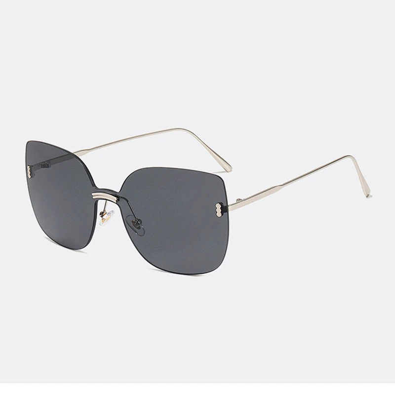 Anti-UV 2021 newest fashion big cat eye frame rimless sunglasses women men eyewear shade sun glasses wholesale custom goggles