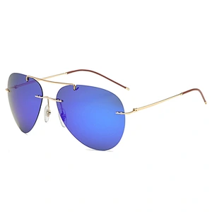 2021 newest fashion titanium rimless oval sunglasses polarized women men eyewear shade sun glasses wholesale custom goggles