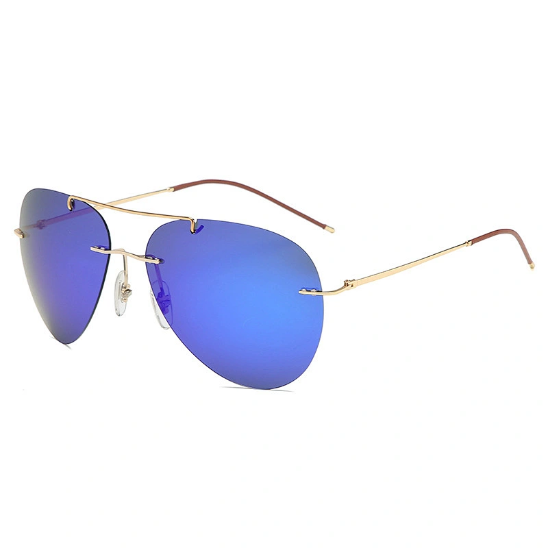2021 newest fashion titanium rimless oval sunglasses polarized women men eyewear shade sun glasses wholesale custom goggles