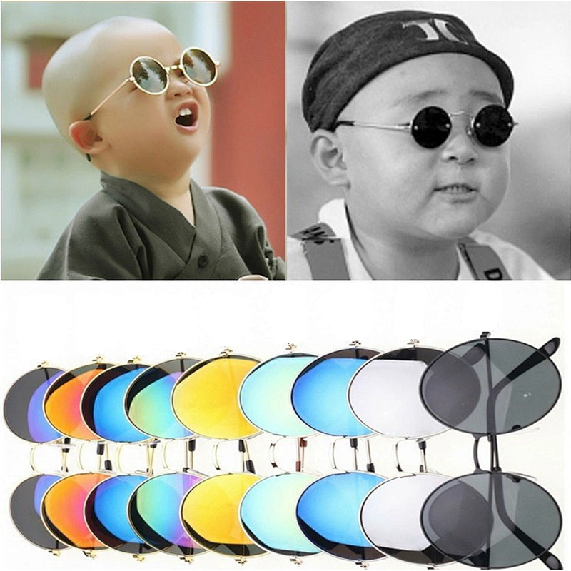 Retro round frame colorful vintage fashion kids boy trendy sunglasses girls 2021 manufacture for custom UV sun glasses