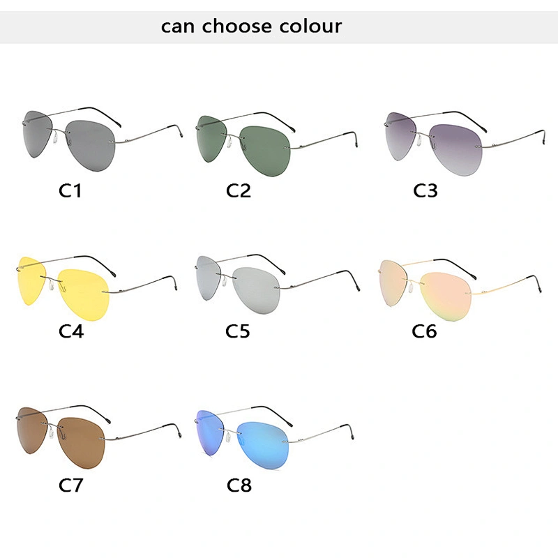 2021 newest fashion rimless oval titanium sunglasses polarized women men eyewear shade sun glasses wholesale custom goggles