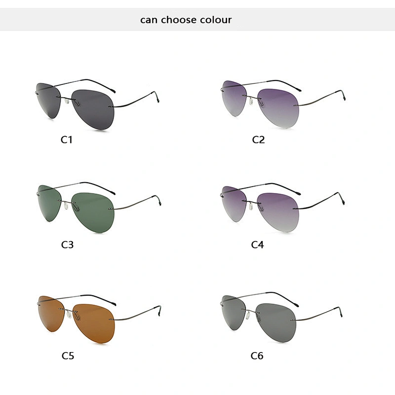 2021 newest trendy titanium rimless round sunglasses polarized women men eyewear shade sun glasses wholesale custom goggles