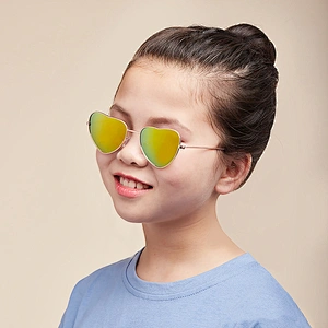 Newest oval colorful kids boy heart shape reflective sunglasses girls 2021 manufacture for custom UV sun glasses