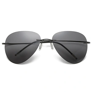 2021 newest fashion titanium rimless round sunglasses polarized women men eyewear shade sun glasses wholesale custom goggles