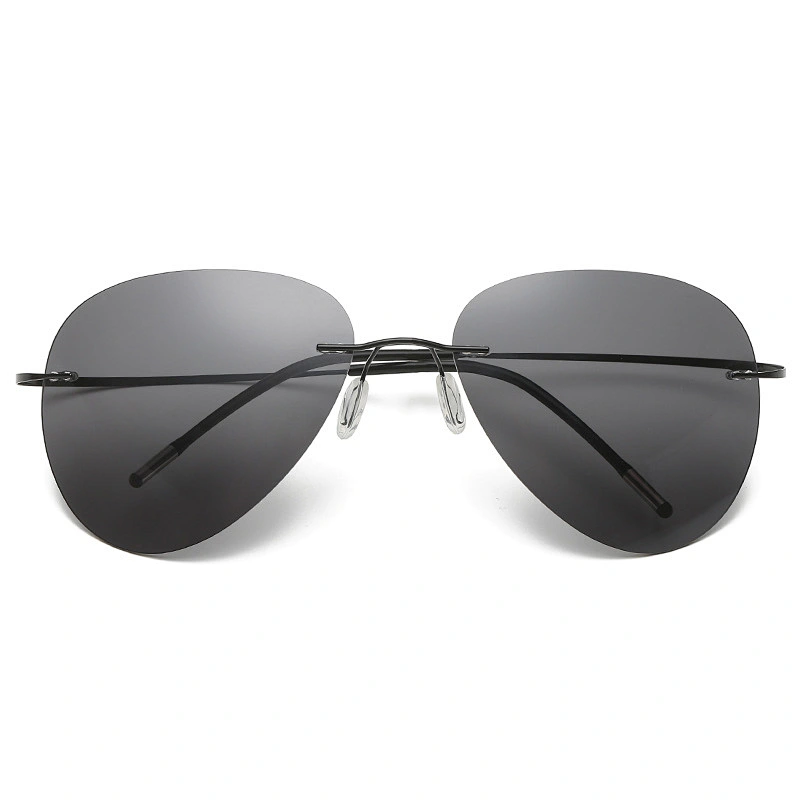 2021 newest fashion titanium rimless round sunglasses polarized women men eyewear shade sun glasses wholesale custom goggles