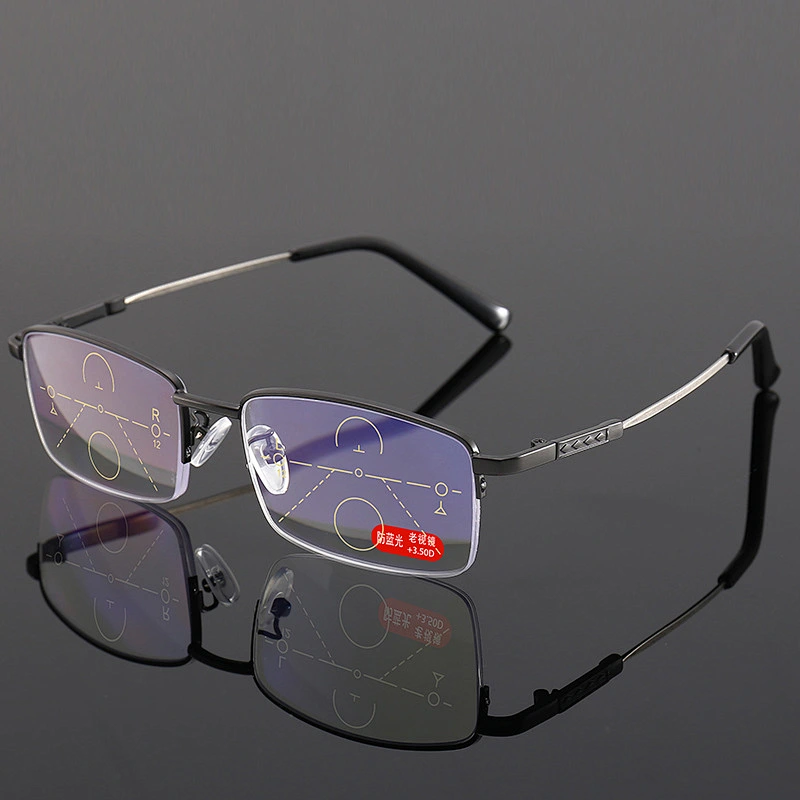 Anti blue light square metal multifocal trendy retro designer optics reading glasses men women wholesale reader glasses frame