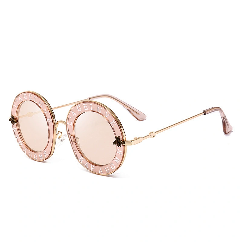 Foreign fashion round sunglasses newest letter bee oversized sunglasses female EU and US trend street style women sunglasses