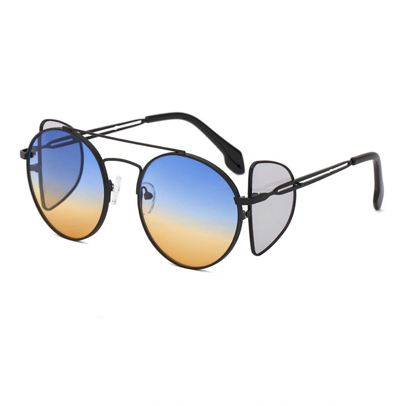 2021 newest fashion round frame steam punk four lenses sunglasses women men eyewear shade sun glasses wholesale custom goggles