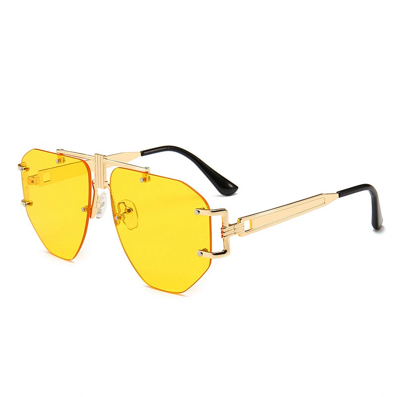 Cross-border hot style steampunk anti-snake leather sunglasses men European and US street shoot round frame sunglasses