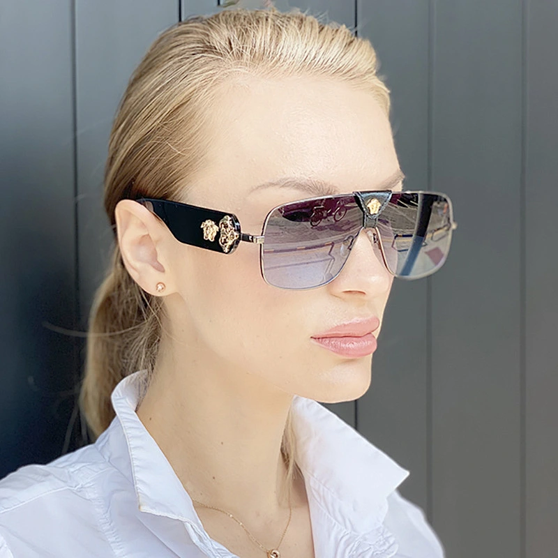 2021 newest fashion leather siamese sunglasses polarized women men eyewear shade vintage sun glasses wholesale custom goggles