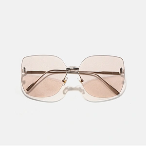 Anti-UV 2021 newest fashion big cat eye frame rimless sunglasses women men eyewear shade sun glasses wholesale custom goggles