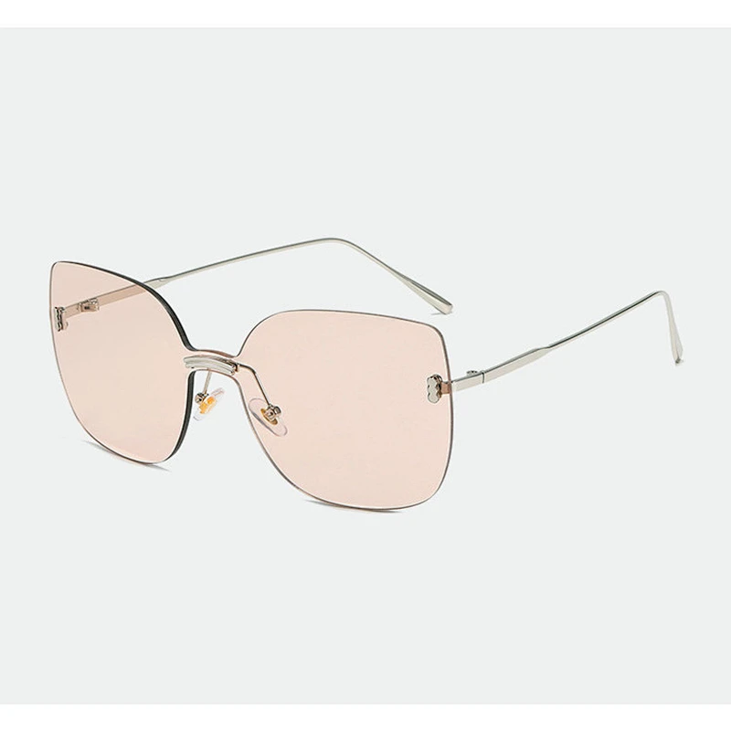 Anti-UV 2021 newest fashion big cat eye frame rimless sunglasses women men eyewear shade sun glasses wholesale custom goggles