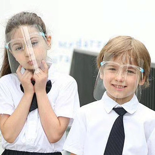 Kid faceshield baby children wearing double-sided anti fog protective face shield Screen Visor Goggles Mask with Glasses