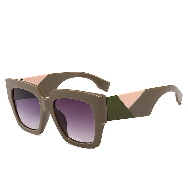 New style sunglasses European and American fashion three-color frame sunglasses square frame ladies sunglasses