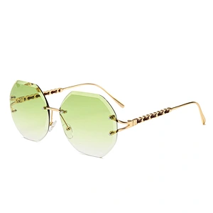 Explosion Diamond Cut Rope Imitation Leather Decorative rimless Sunglasses Street Style Modern Retro Sunglasses sun glasses