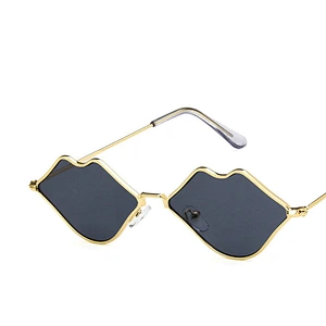 2021 newest fashion lip shape metal small frame sunglasses women men eyewear shade vintage sun glasses wholesale custom goggles