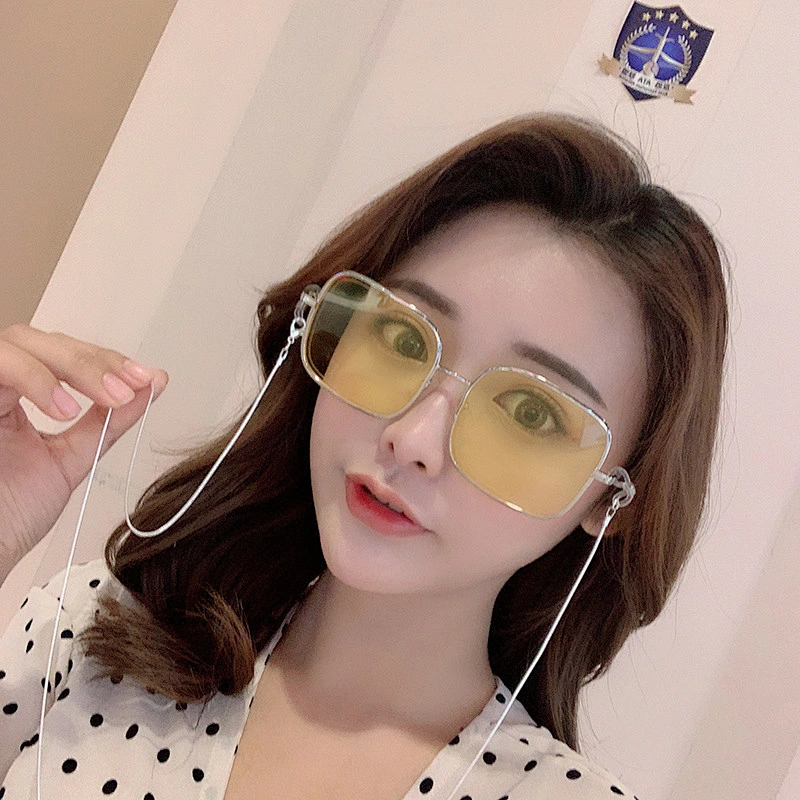 2021 newest fashion square frame lanyard trendy sunglasses women men eyewear shade vintage sun glasses wholesale custom goggles