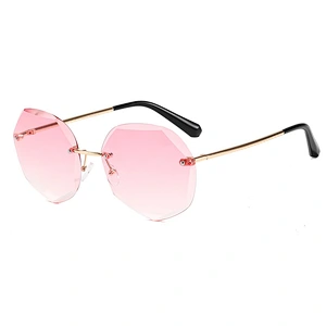 Anti-UV 2021 newest fashion colorful rimless metal sunglasses women men eyewear shade sun glasses wholesale custom goggles