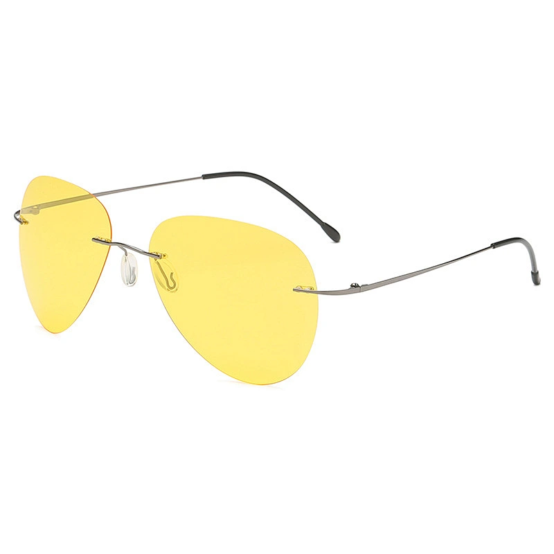 2021 newest fashion rimless oval titanium sunglasses polarized women men eyewear shade sun glasses wholesale custom goggles