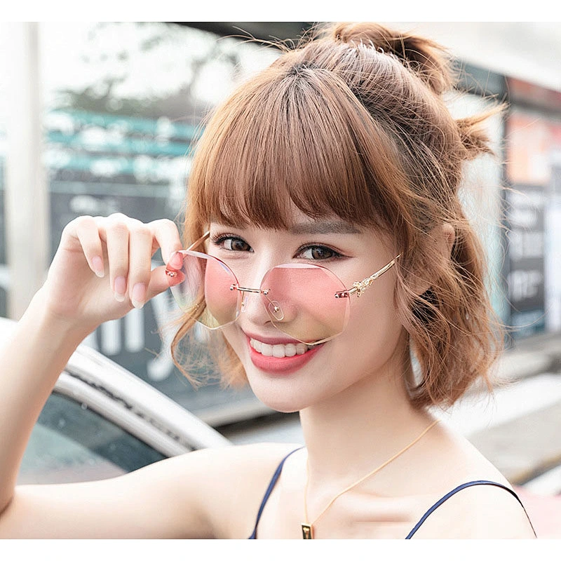 2021 newest fashion fox decoration metal rimless sunglasses women men eyewear shade vintage sun glasses wholesale custom goggles