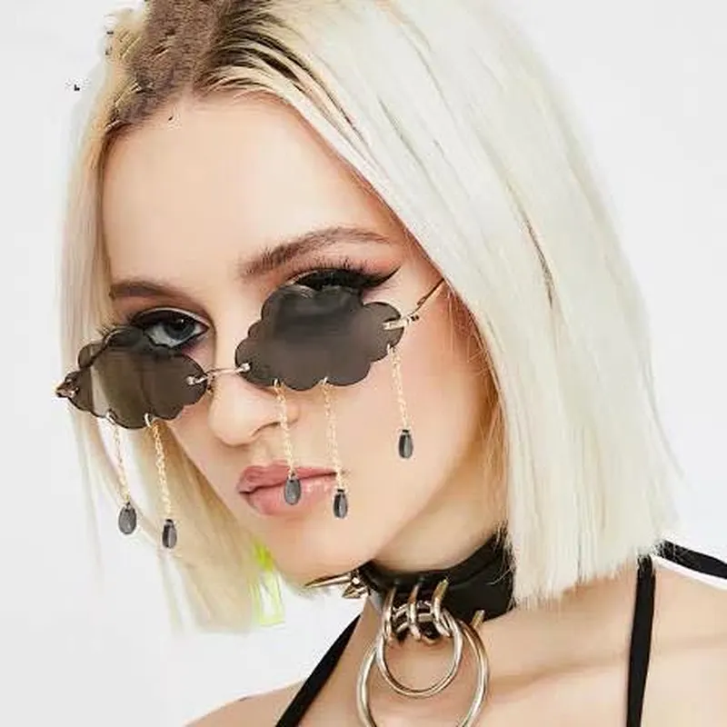 2021 fashion newest cloud shape tears pendant sunglasses women men eyewear shade vintage sun glasses wholesale custom goggles