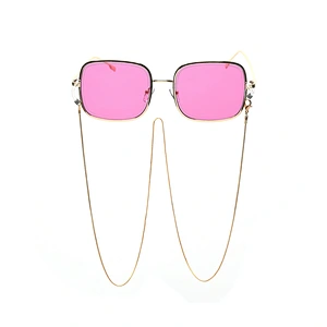 2021 newest fashion square frame lanyard trendy sunglasses women men eyewear shade vintage sun glasses wholesale custom goggles