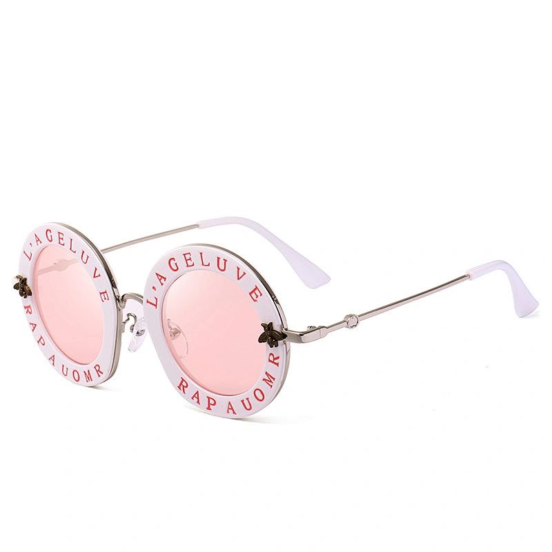 Foreign fashion round sunglasses newest letter bee oversized sunglasses female EU and US trend street style women sunglasses