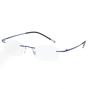 Square aluminum magnesium rimless foldable optical frame river wholesale myopia women eyewear men eyeglasses design eye glasses