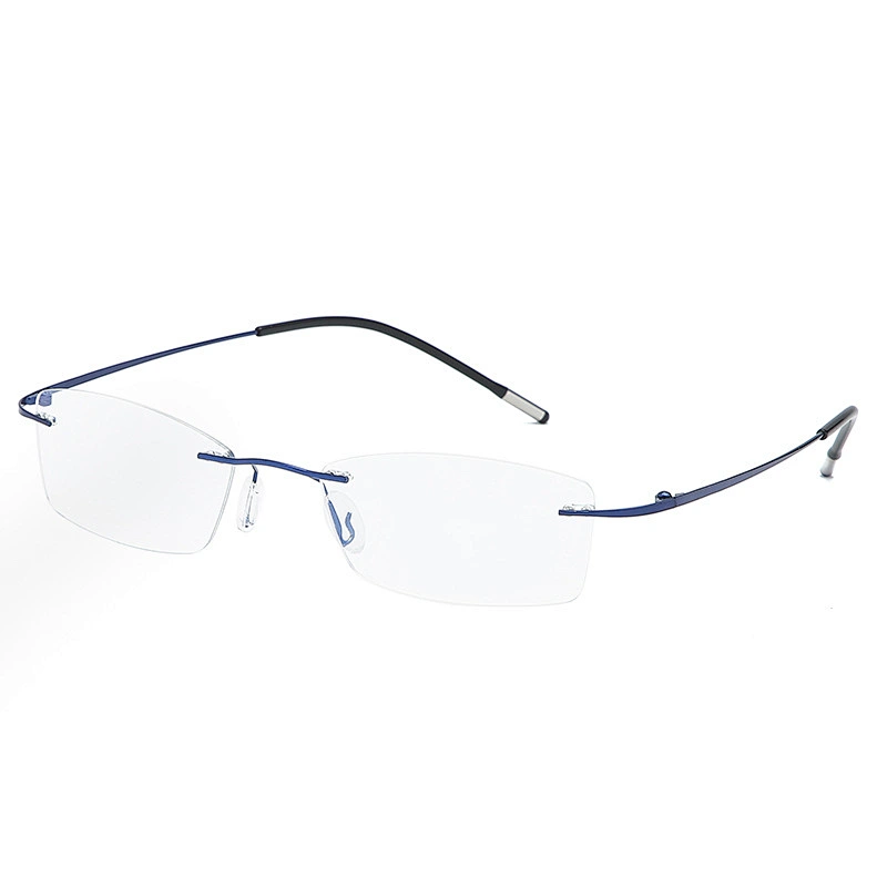 Square aluminum magnesium rimless foldable optical frame river wholesale myopia women eyewear men eyeglasses design eye glasses